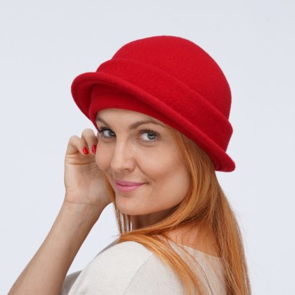 Dámský vlněný modelový klobouk Kr-0032-001 červený