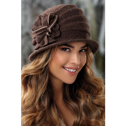 Elegantní dámský zimní klobouk W-0636/867 hnědý