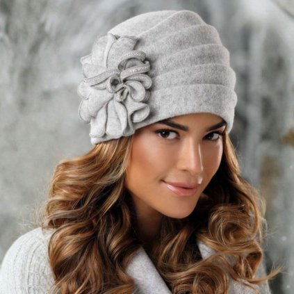 Elegantní dámská zimní čepice W-0665/866 šedý melange-nf)