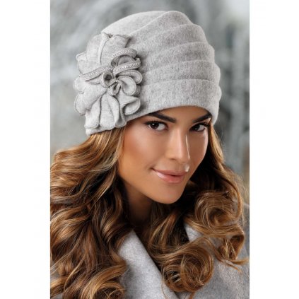 Elegantní dámská zimní čepice W-0665/866 šedý melange