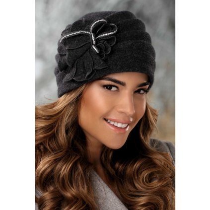 Elegantní dámská zimní čepice W-0665/693 antracitový melange