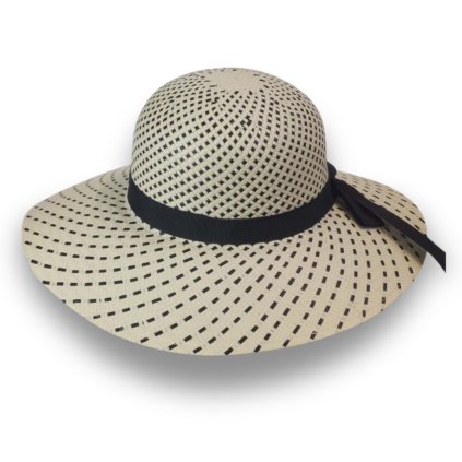 Dámský letní klobouk Big Brim 185742HA béžový s černým propletením