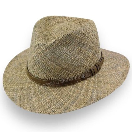 Letní slaměný klobouk Fedora z  trávy Paglia P-91123C