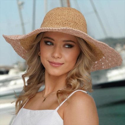 Letní slamněný klobouk Big brim 100% raffie AP-21156-2 s regulací velikosti-nf