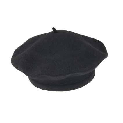 Tmavě šedý baret FLORA 100% vlna WOOLMARK W-baret/164 (M)
