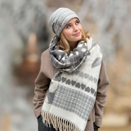 Šál Cashmere Sensation 68x200 cm P-72635-G-sal šedobéžový