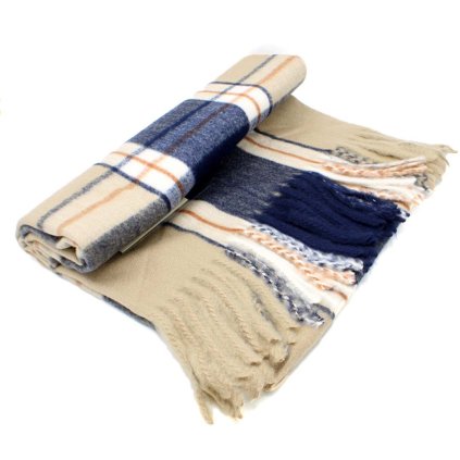 Šál Cashmere Sensation 68x200 cm P-72642-BG-sal béžovo-modrý