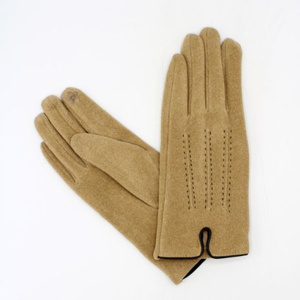 Béžové rukavice s  podšívkou mikroplyš P-17171E-2