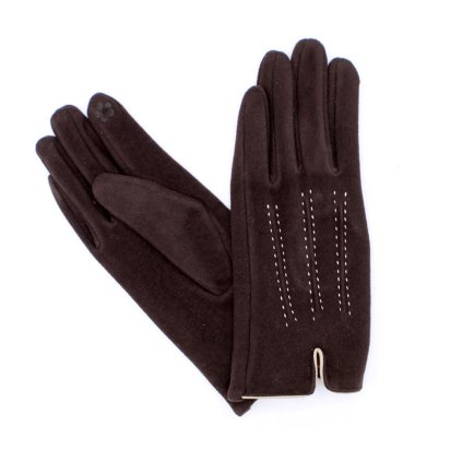 Tmavě hnědé rukavice s  podšívkou mikroplyš P-17171E-6