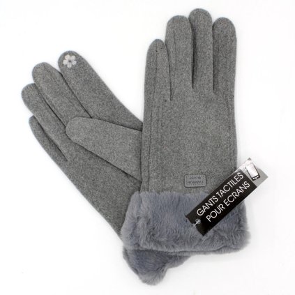 Šedé zimní rukavice s  extra podšívkou mikroplyš P-17163-1