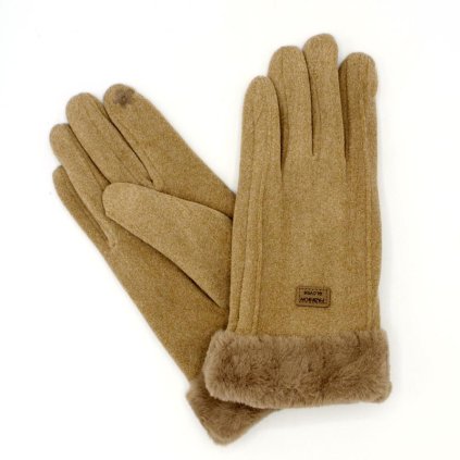 Béžové zimní rukavice s  extra podšívkou mikroplyš P-17163-3