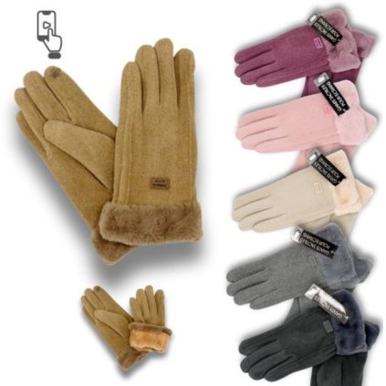 Béžové zimní rukavice s  extra podšívkou mikroplyš P-17163-3- fv