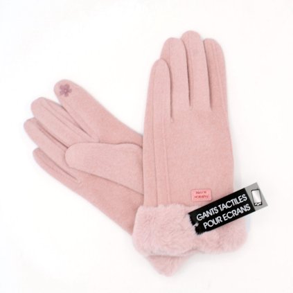 Růžové zimní rukavice s  extra podšívkou mikroplyš P-17163-2