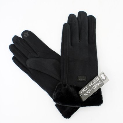 Černé zimní rukavice s  extra podšívkou mikroplyš P-17163-7