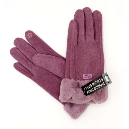 Starorůžové zimní rukavice s  extra podšívkou mikroplyš P-17163-5