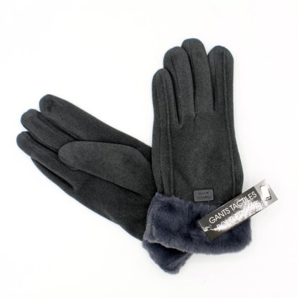Tmavě šedé zimní rukavice s  extra podšívkou mikroplyš P-17163-4