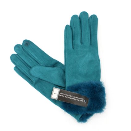 Azurově modré zimní rukavice s  podšívkou mikroplyš P-17175-1