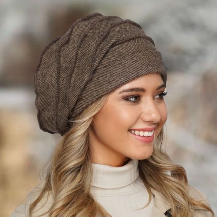 Dámská čepice hnědá melanž Krumlovanka W-0072/Z2P