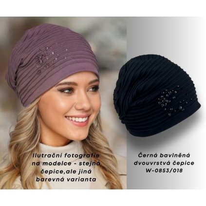 Dámská bavlněná čepice Krumlovanka  W-0853/018 černá