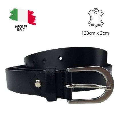 Černý kožený dámský pásek 130 x 3cm P-016/30/130-CER