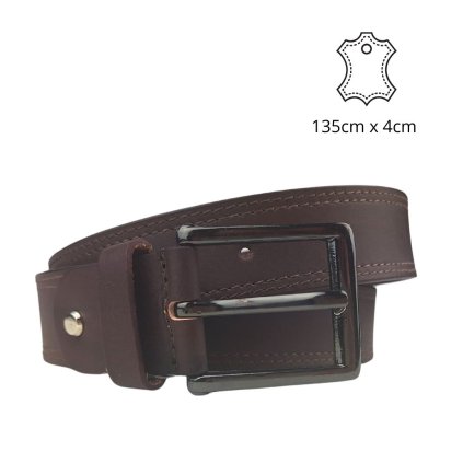 Pánský kožený pásek nadměrné velikosti 135 x 4cm hnědý P-342/135-HNED