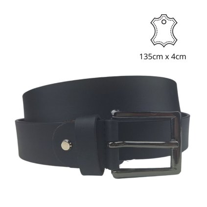 Pánský černý kožený pásek nadměrné velikosti 135 x 4cm P-341/135-CER