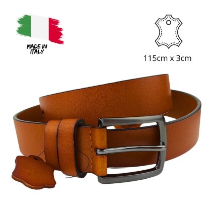 Pánský kožený pásek 115 x 3cm světle hnědý P-C1013/115-SHNED