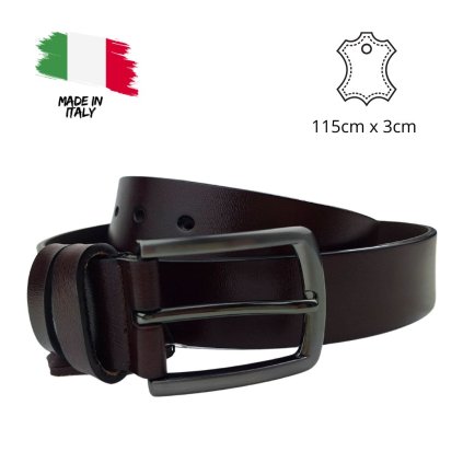Pánský kožený pásek 115 x 3cm hnědý P-C1013/115-HNED