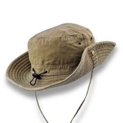 Klobouk outdoor - Jackson 100% bavlna s popruhem na krk zelený P-12754/ZEL