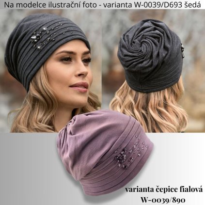 Krumlovanka Dámská bavlněná čepice W-0039/890 fialová