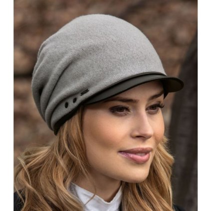 Krumlovanka Dámská zimní čepice s kšiltem šedá W-0867/529