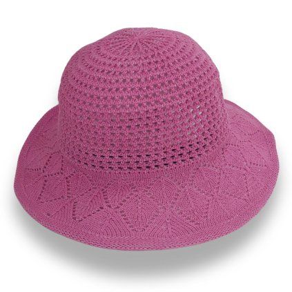 Háčkovaný letní klobouk - An-24623 tmavě růžový