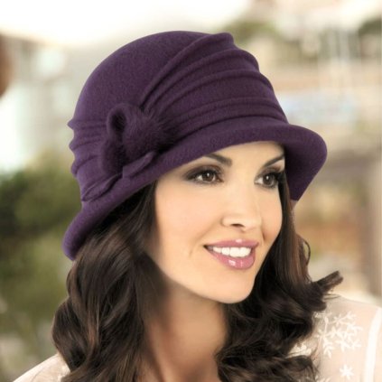 Krumlovanka Dámský fialový zimní klobouk z 100% vlny Woolmark W-0123/472