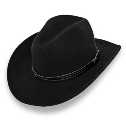 Černý westernový klobouk 100% vlna Fa-5985