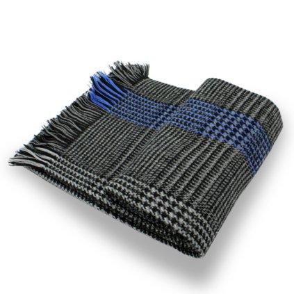 Pánská zimní šedá šála -pepito vzor s modrým detailem P-11226-2-SAL