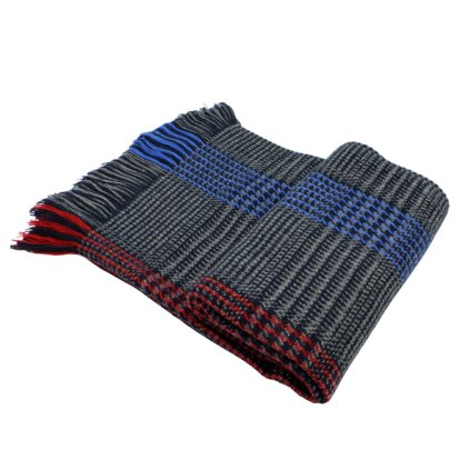 Pánská zimní šála pepito vzor – tmavě šedá - červený a modrý detail P-11226-1-SAL
