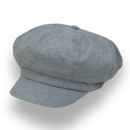 Dámská šedá čepice s kšiltem – osmidílná bekovka - Newsboy Cap 80% Vlna Me-B54