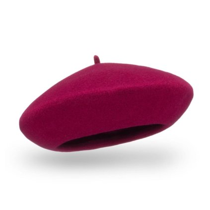Fuchsiový baret FLORA 100% vlna WOOLMARK W-baret/325 (M)
