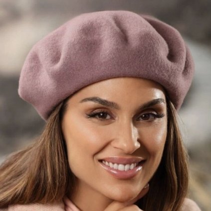 Lila baret FLORA 100% vlna WOOLMARK W-baret/890 (M)