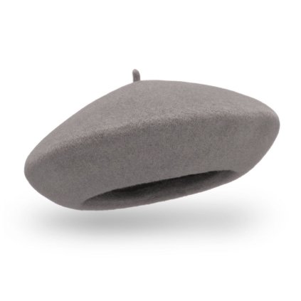 Tmavě šedý baret FLORA 100% vlna WOOLMARK W-baret/1070 (M)