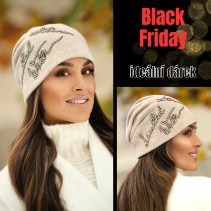 Krumlovanka Dámská zimní čepice - béžová melanž 100% vlna W-0909/960-bf