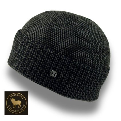 Pánská zimní čepice z jehněčí vlny - khaki 80% Lambswool Ho-059/KH