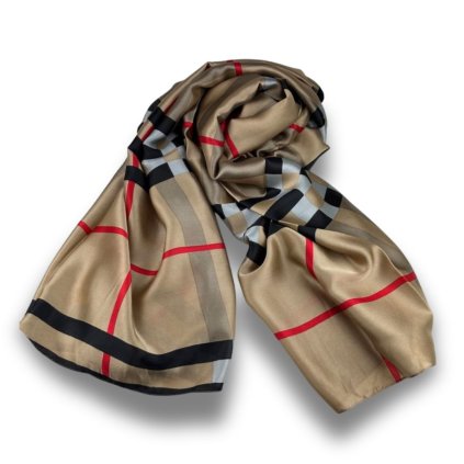 Dámská šála -maxi 86 x 185 - šátek SILK SENSATION - hnědá kostka WO-003