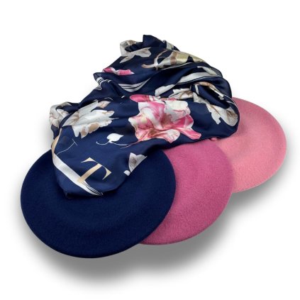 Dámská šála -maxi 86 x 185 - šátek SILK SENSATION - modrá s květy WO-005