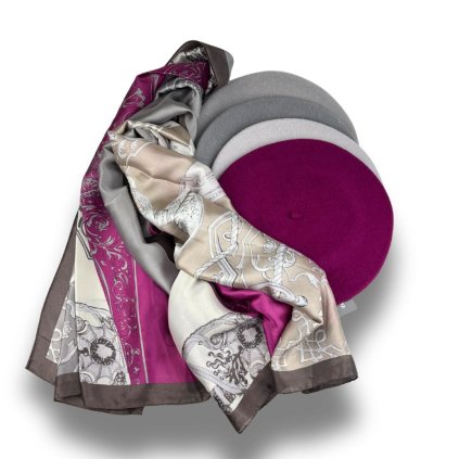 Dámská šála - maxi 86 x 185 - šátek SILK SENSATION - fuchsie - vzor WO-006