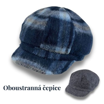 Oboustranná dámská zimní čepice s kšiltem - modrá Fa-59111-MOD