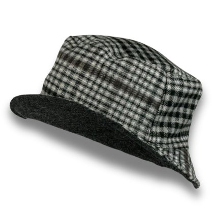 Oboustranný dámský klobouk Bucket - černošedý - kostka Fa-57126-SED