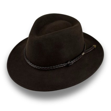 Luxusní vlněný hnědý klobouk - voděodolný - rolovatelný - Superior Quality P-71123C/HNED
