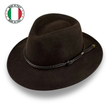 Luxusní vlněný hnědý klobouk - voděodolný - rolovatelný - Superior Quality P-71123C/HNED-nf