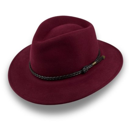 Luxusní voděodolný klobouk 100% Merino vlna -rolovatelný  Burgundy  P-71123C/BUR